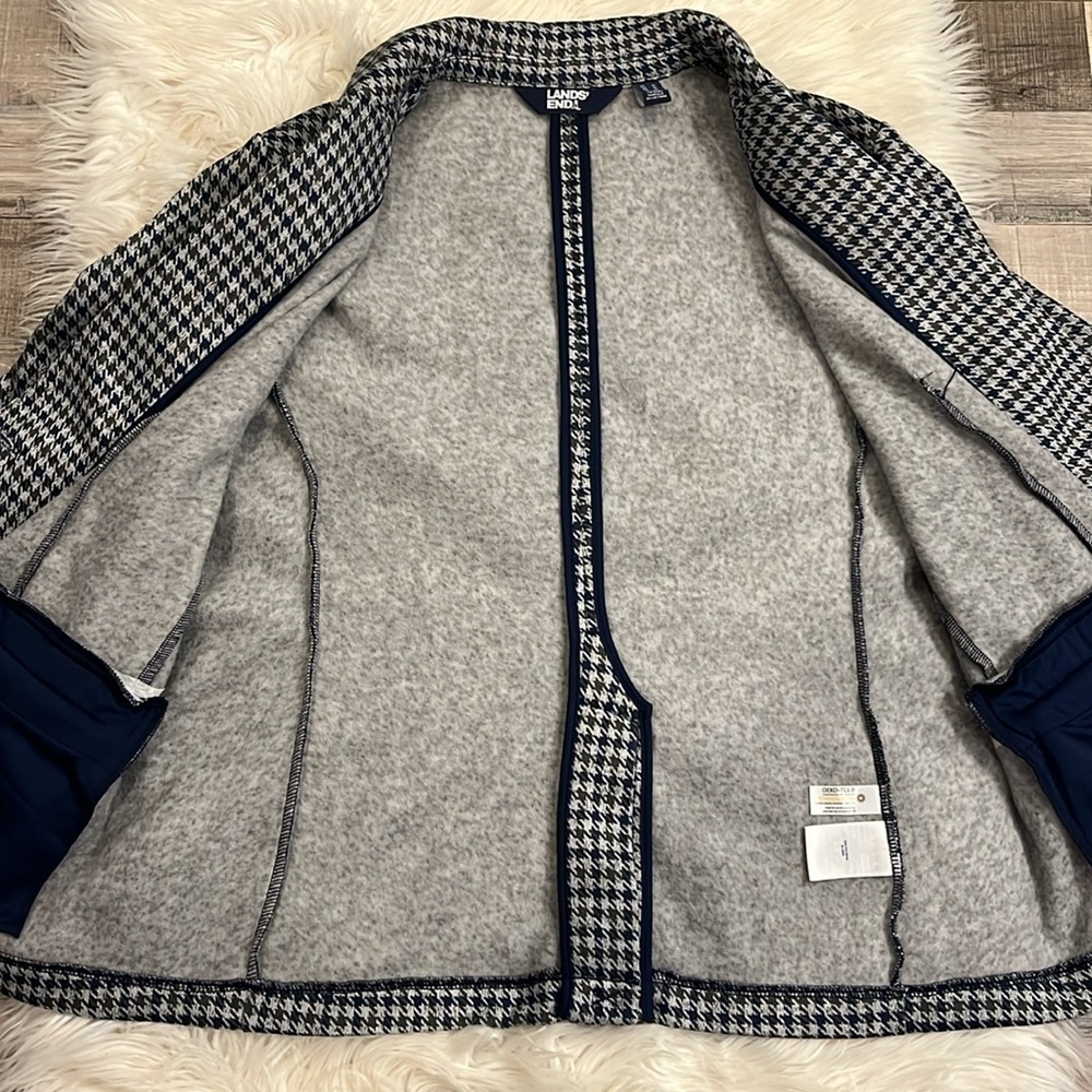 NWOT Lands’ End sweater fleece one button houndstooth blazer jacket XL - Picture 11 of 11